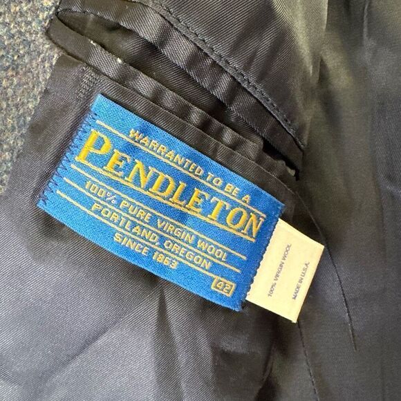 Pendleton mens blazer jacket size 42 elbow patch dark grey business corpcore - Picture 7 of 14